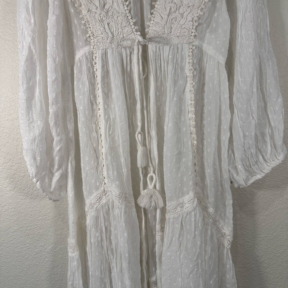 Free People Elegant White Lace Trim Robe Women's XS - Picture 5 of 7